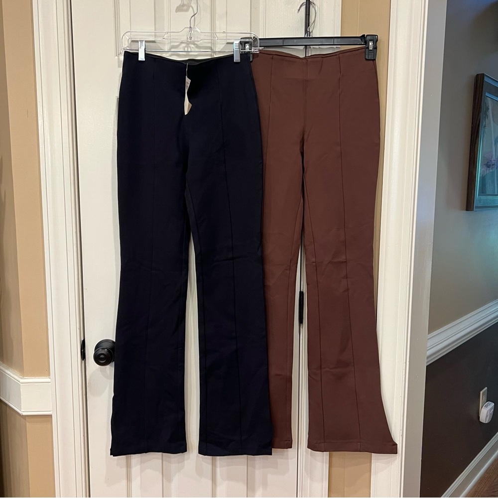 NWT Lot of 2 Abercrombie & Fitch High Rise Ponte Split-Hem Slim Flare Pants TALL